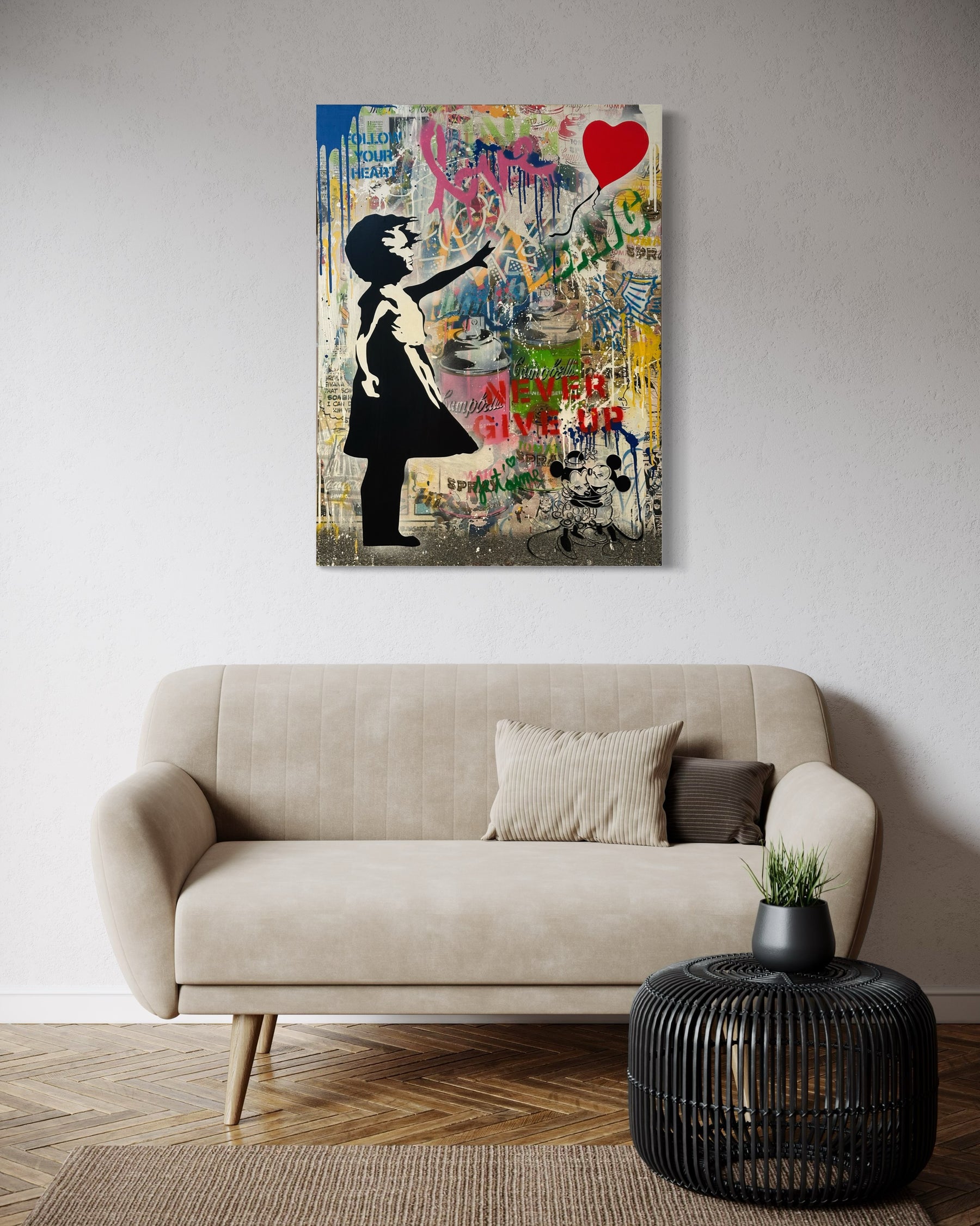 Mr Brainwash -Original Balloon Girl, 2022 Silkscreen and Mixed Media On Canvas