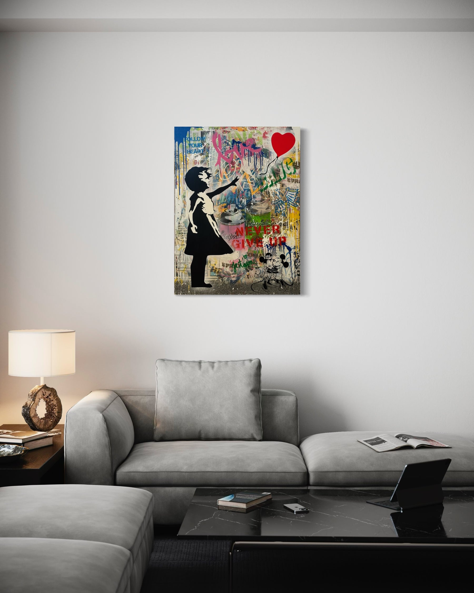 Mr Brainwash -Original Balloon Girl, 2022 Silkscreen and Mixed Media On Canvas